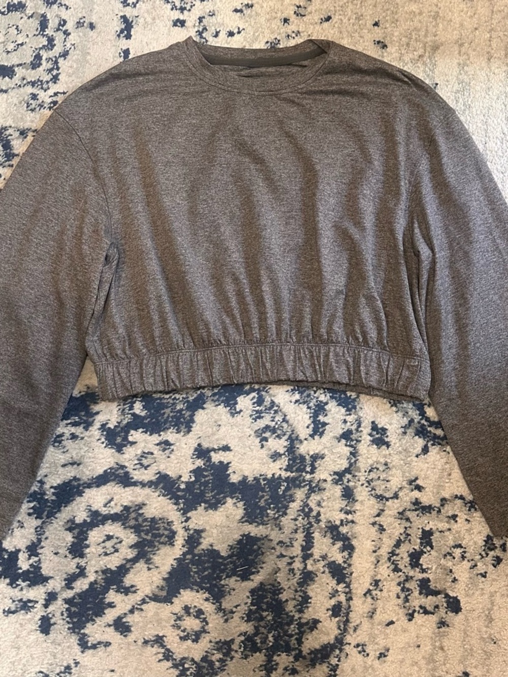 lululemon athletica Heather Gray Cropped Long-Sleeve Top